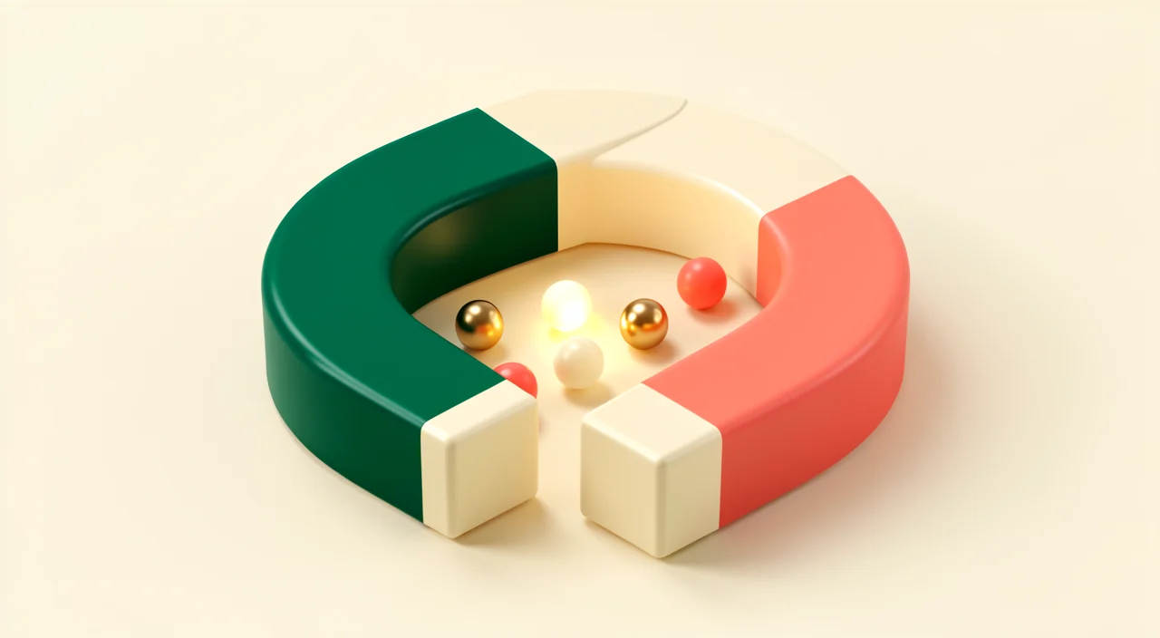 Підковоподібний магніт притягує світлі сфери — безкоштовний курс як магніт для аудиторії